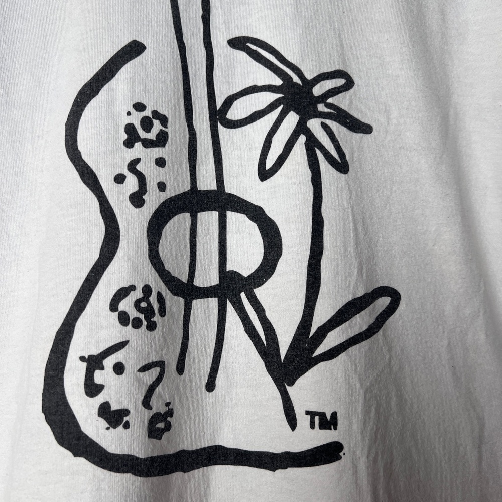 Gildan White Adult T-Shirt with Graphic Guitar Music Logo Large